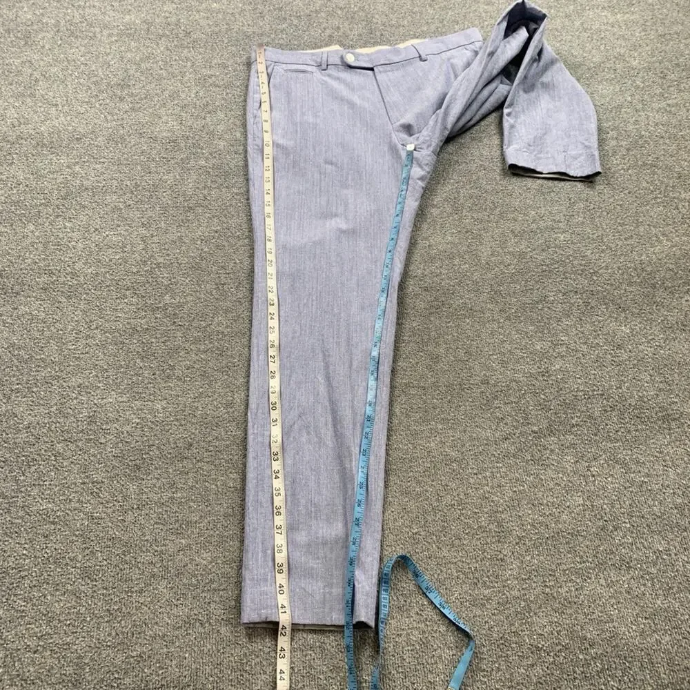 Hugo Boss Pants Mens 36 Blue Gray Cotton Wool Blend Flat Front Dress Trouser